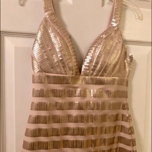 NWT Allen Schwartz Prive SM cocktail dress GOLD